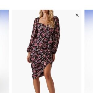 Astr Floral Long Sleeve Dress - Pink and Purple